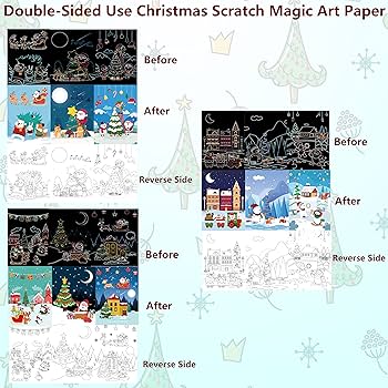 Amazon | OPUHOHR クリスマススクラッチペーパーアートセット